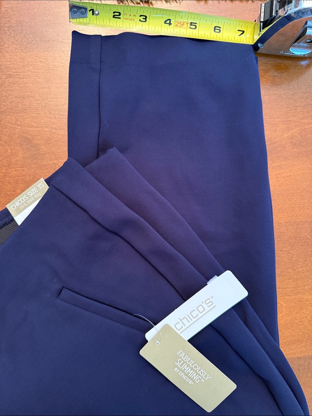 Chico's Size 3S Dark Navy Straight-Leg Ponte Pants